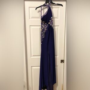 Elegant Purple Embellished Evening Gown